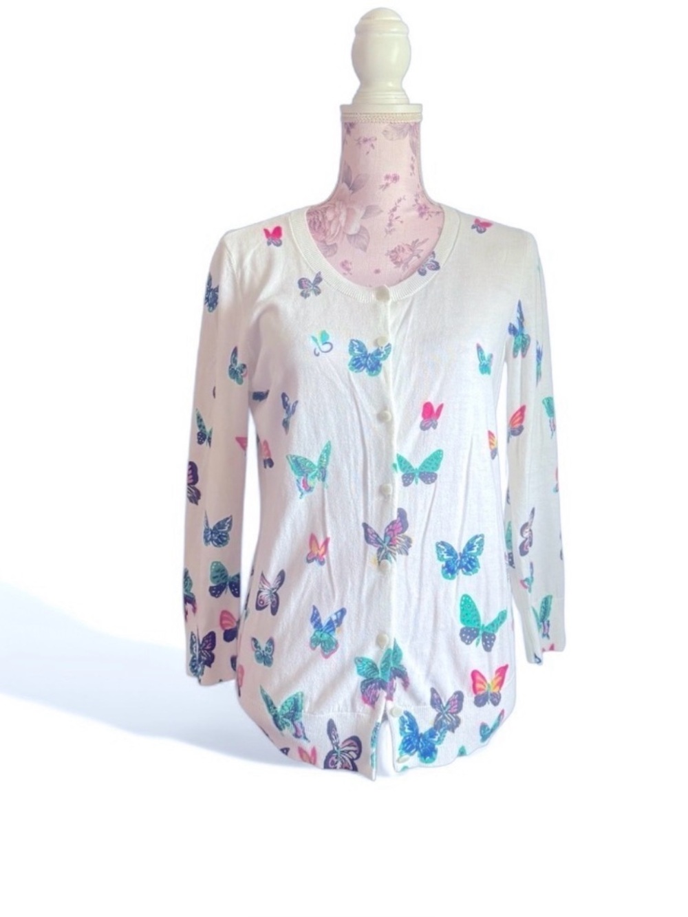 Talbots Butterfly Print Cardigan Sweater - Picture 5 of 5